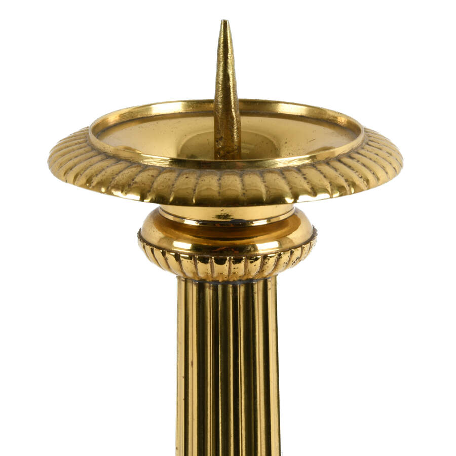 Antique Large Ornate Brass Pricket Altar Candlestick-3