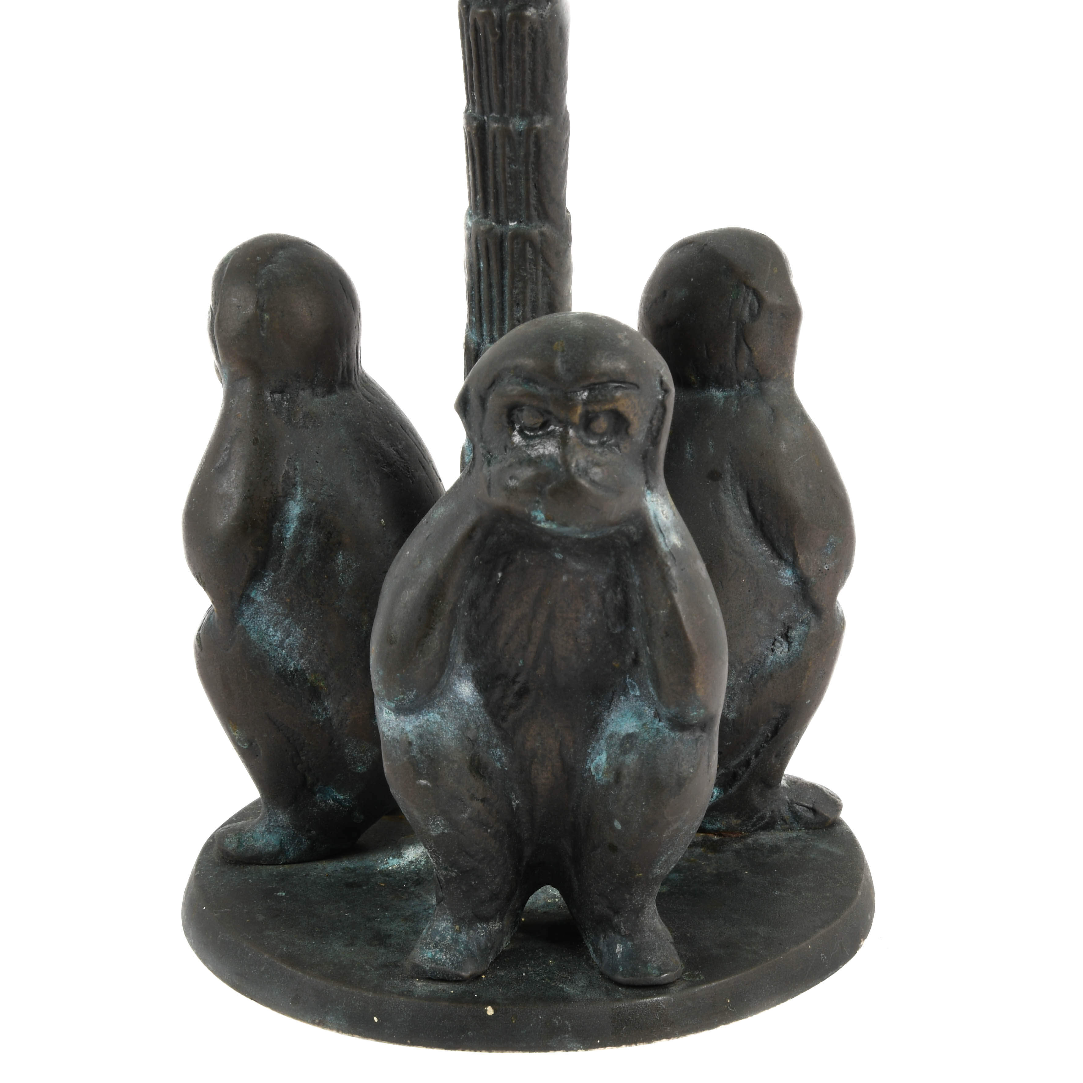 Bronze Monkey and Palm Tree Candle Holder-4