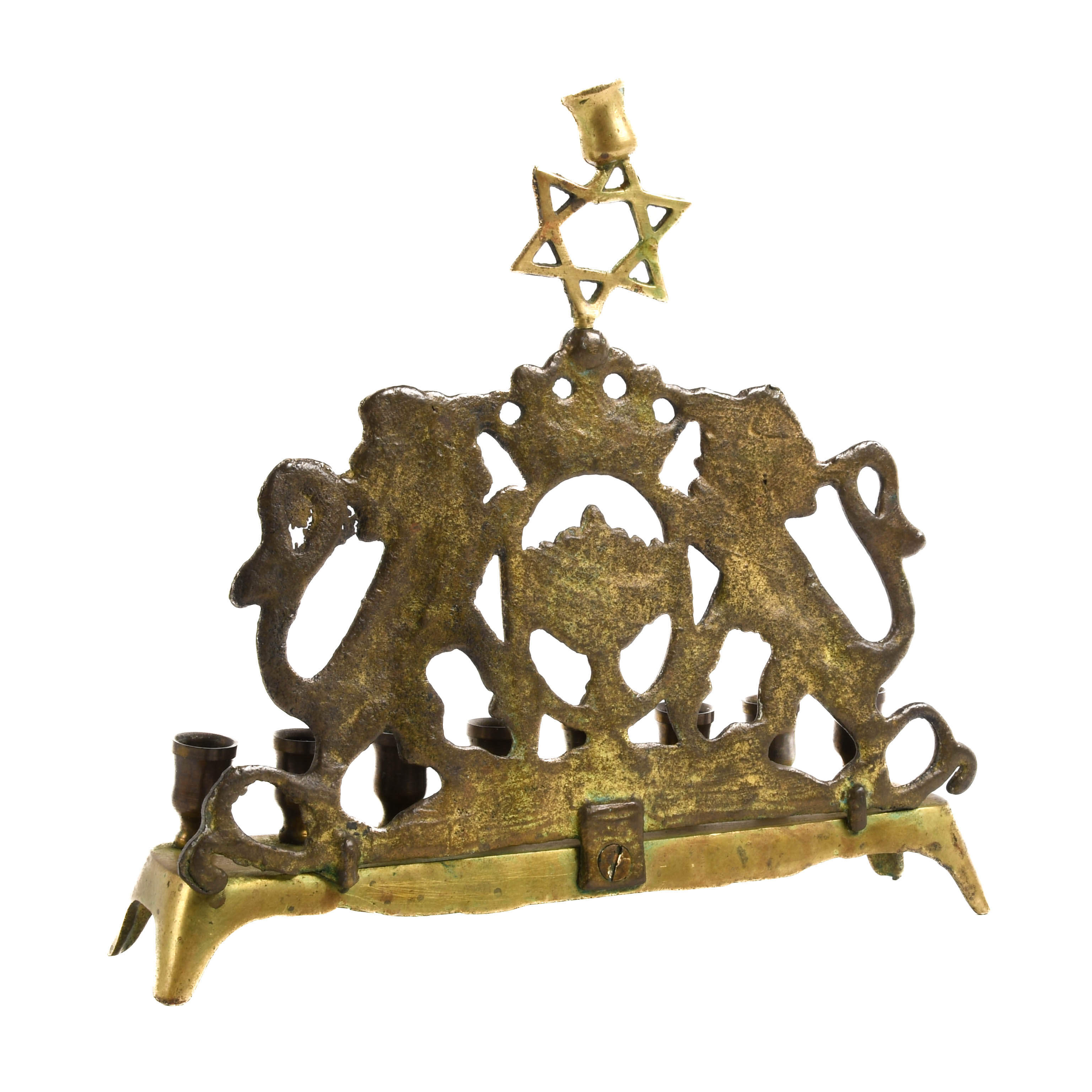 Brass Figural Menorah with Star of David-5