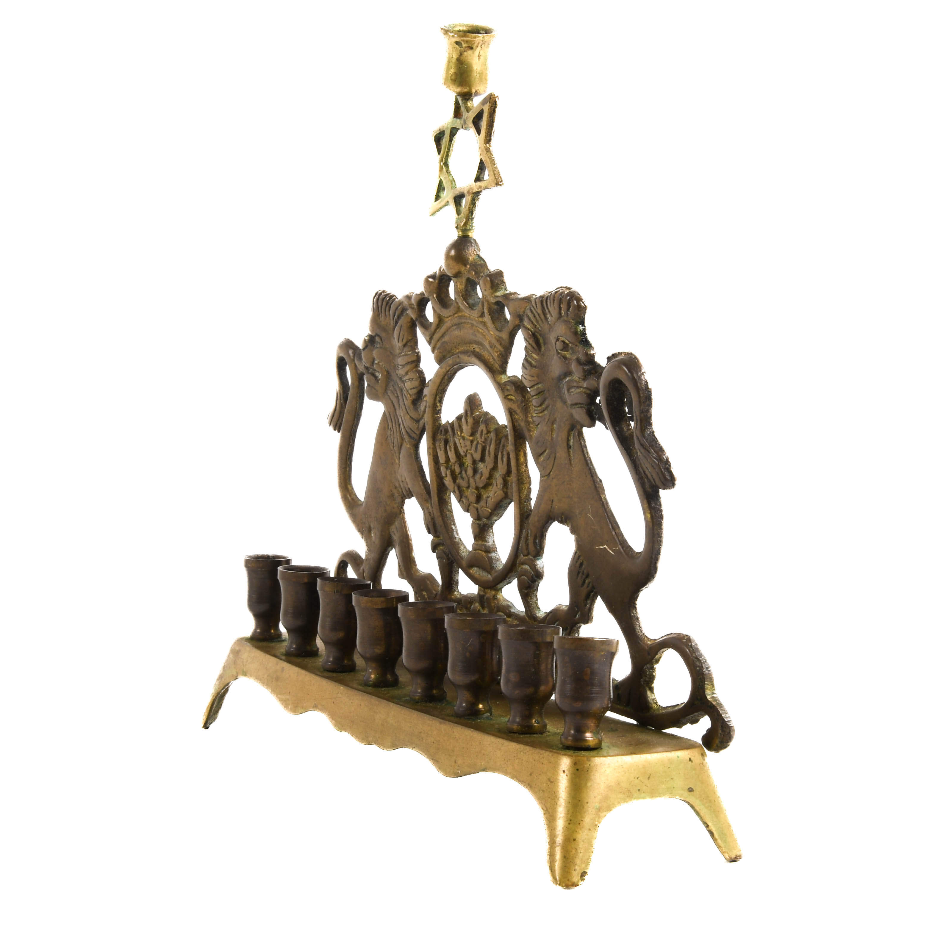 Brass Figural Menorah with Star of David-4
