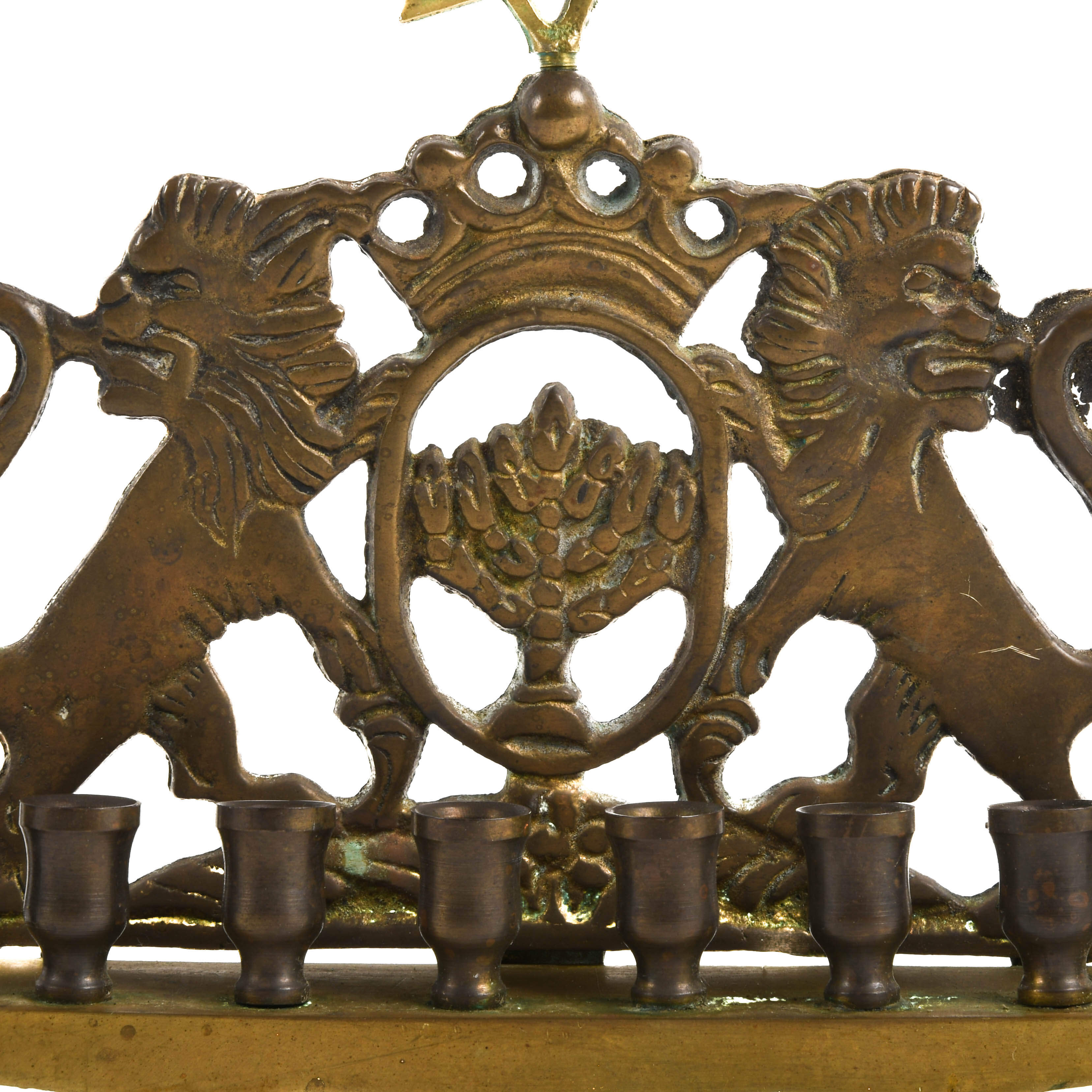 Brass Figural Menorah with Star of David-3