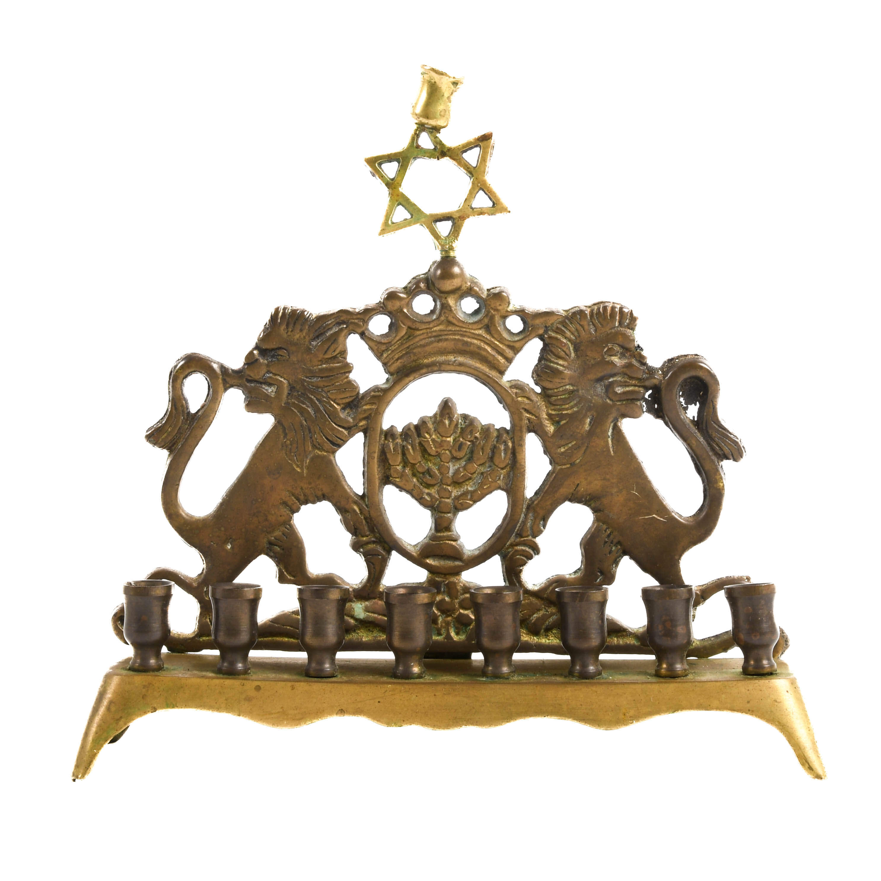 Brass Figural Menorah with Star of David-1