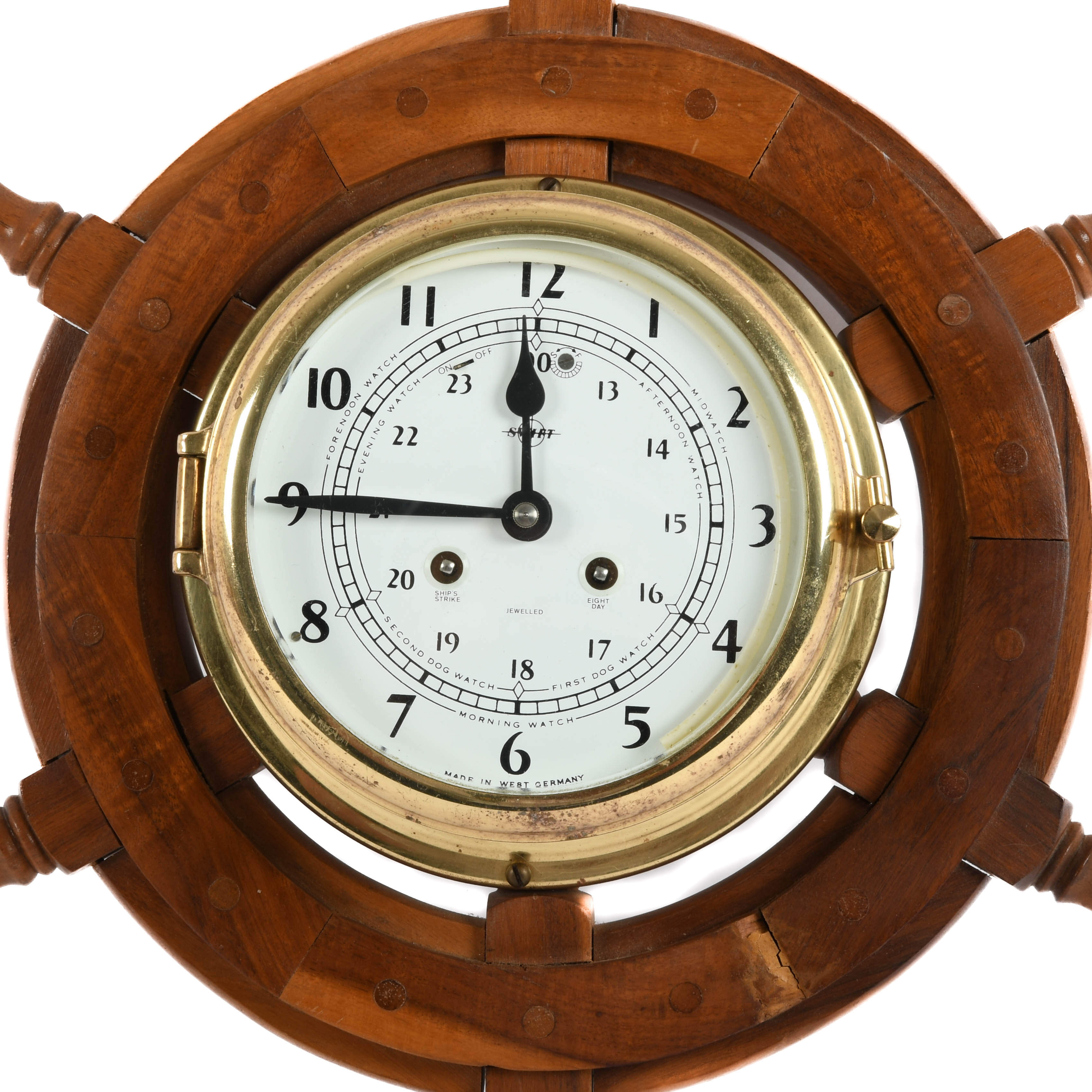 Swift Ship's Wheel 8 Day German Maritime Clock-4