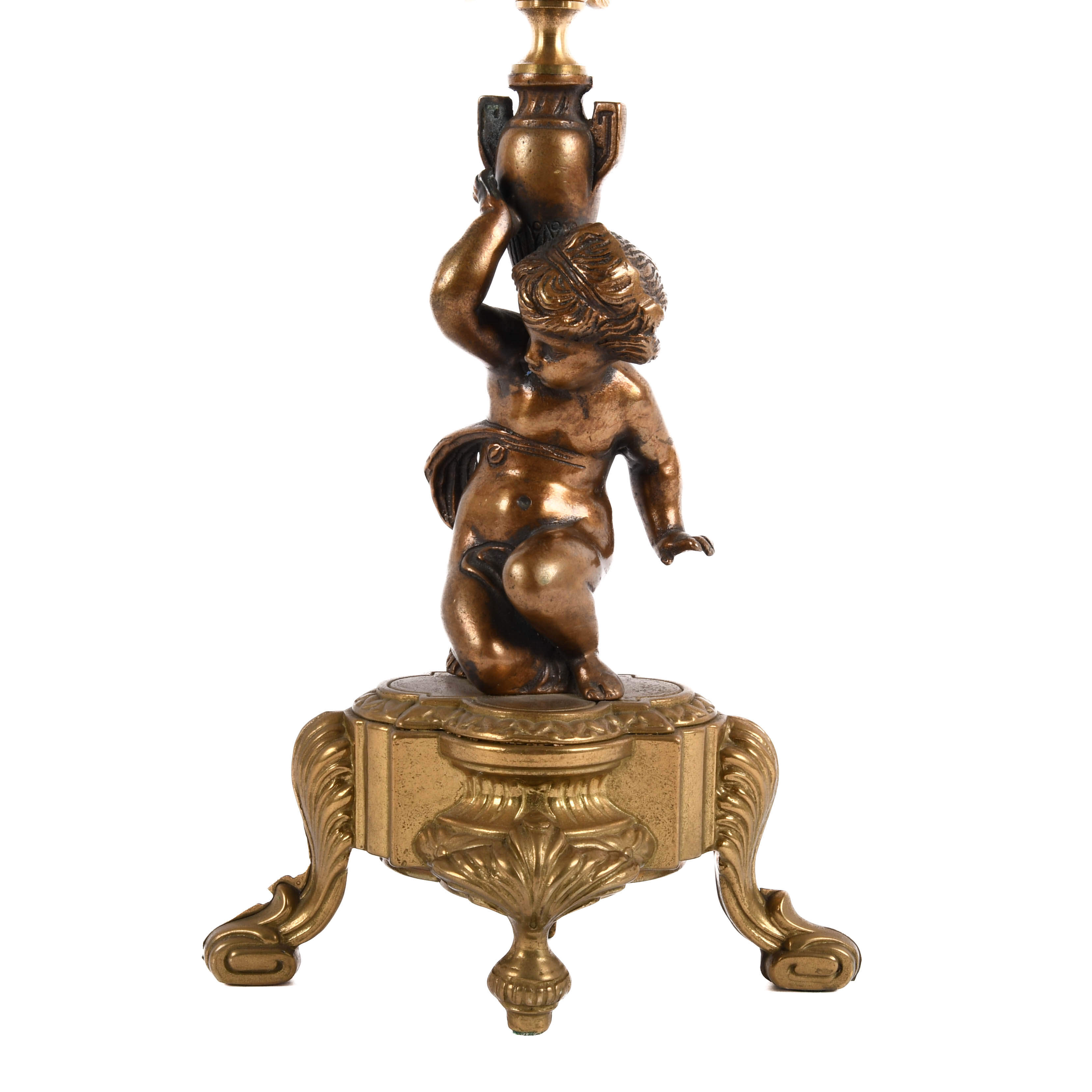 Pair of Figural Brass Cherub Candelabras-3