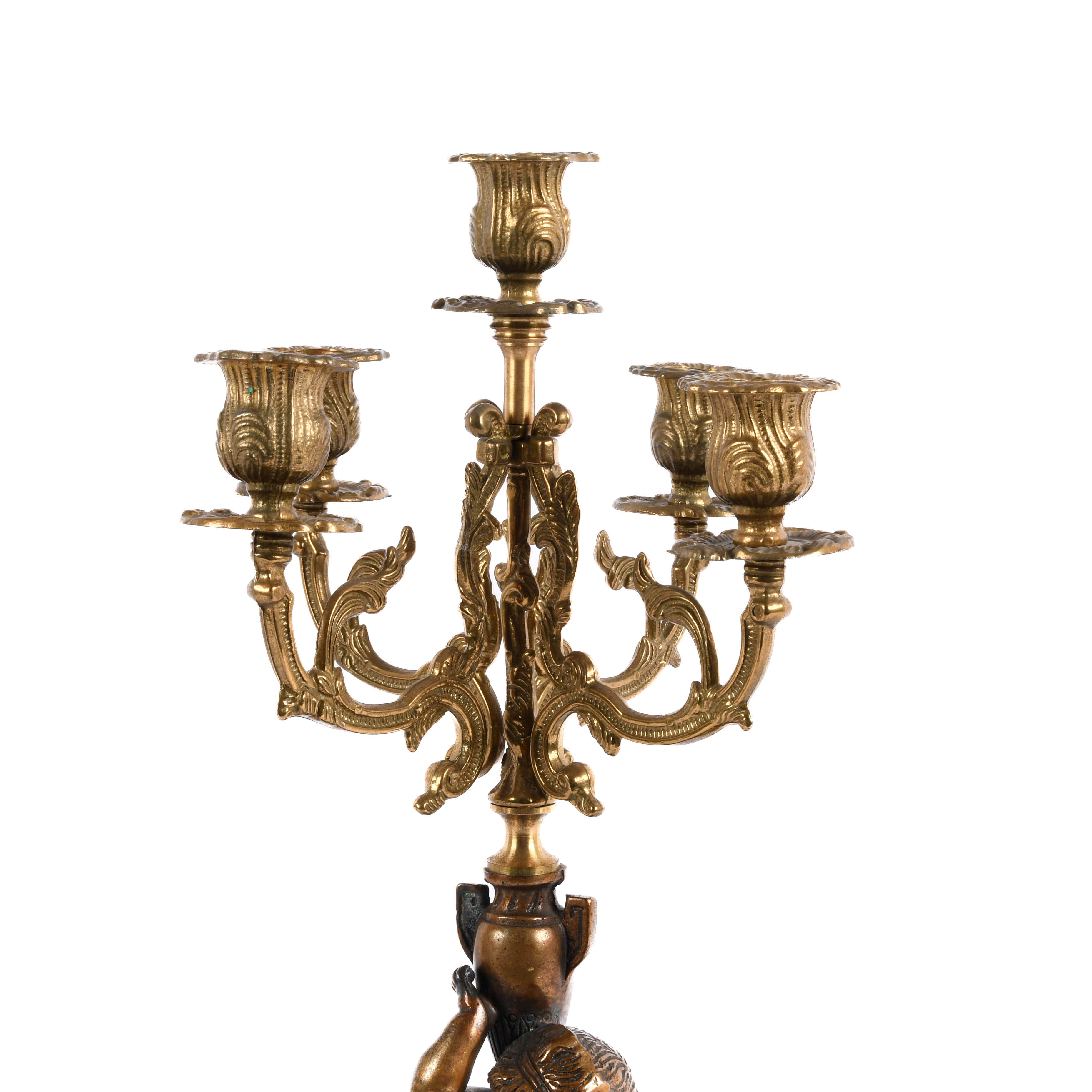 Pair of Figural Brass Cherub Candelabras-2