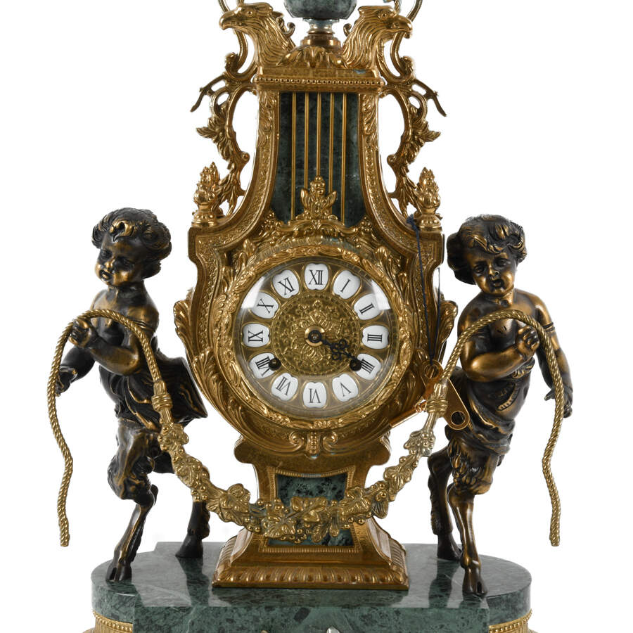Italian Franz Hermle Imperial Fawns and Lyre Brevettato Clock-14
