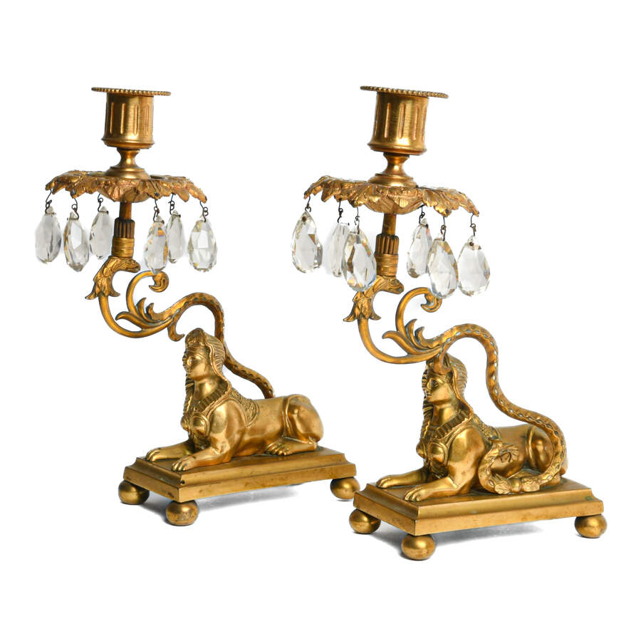 Pair of Egyptian Revival Candle Holders-2