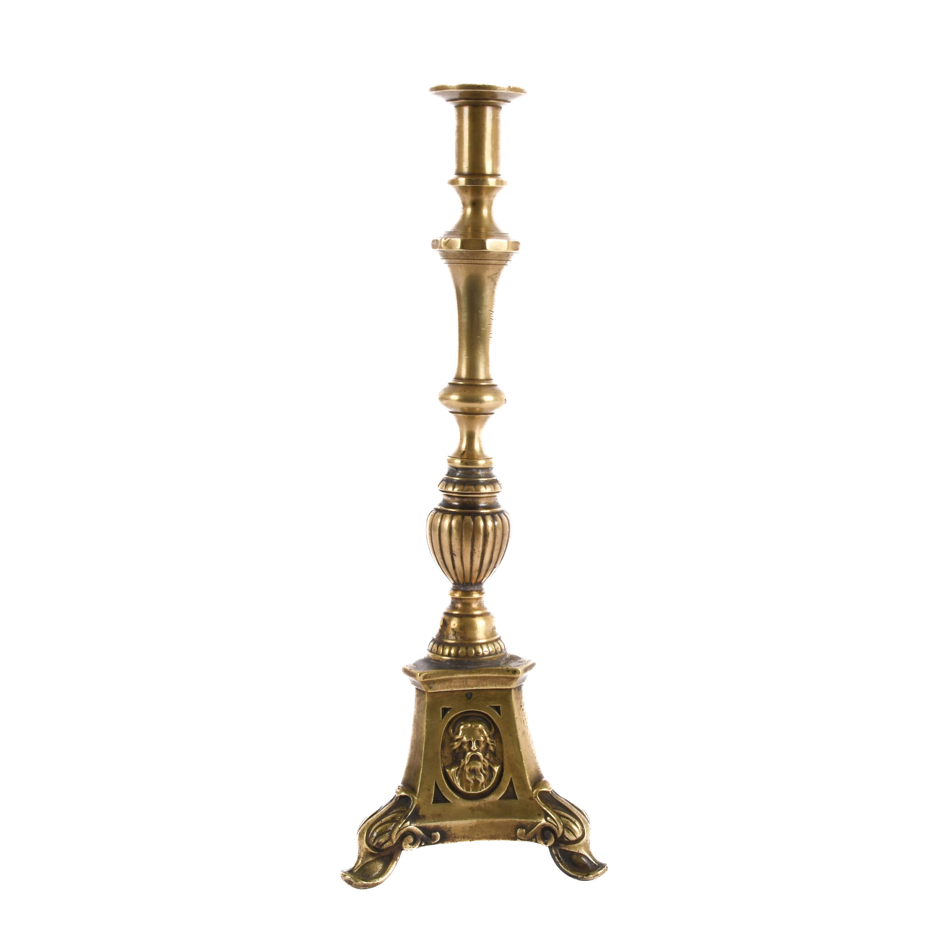 Antique Brass Altar Candlestick-1