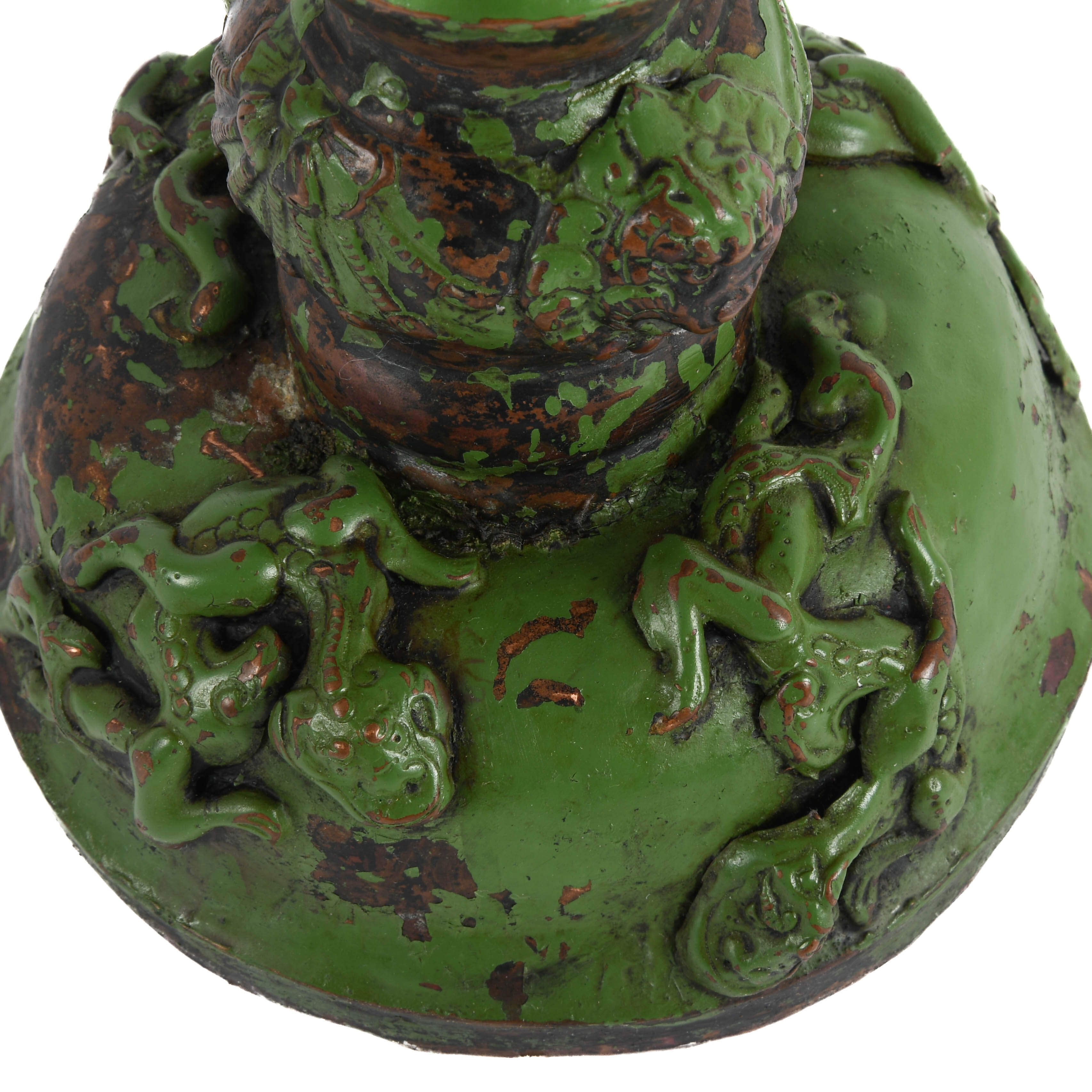 Gothic-Style Green Metal Candelabra-6