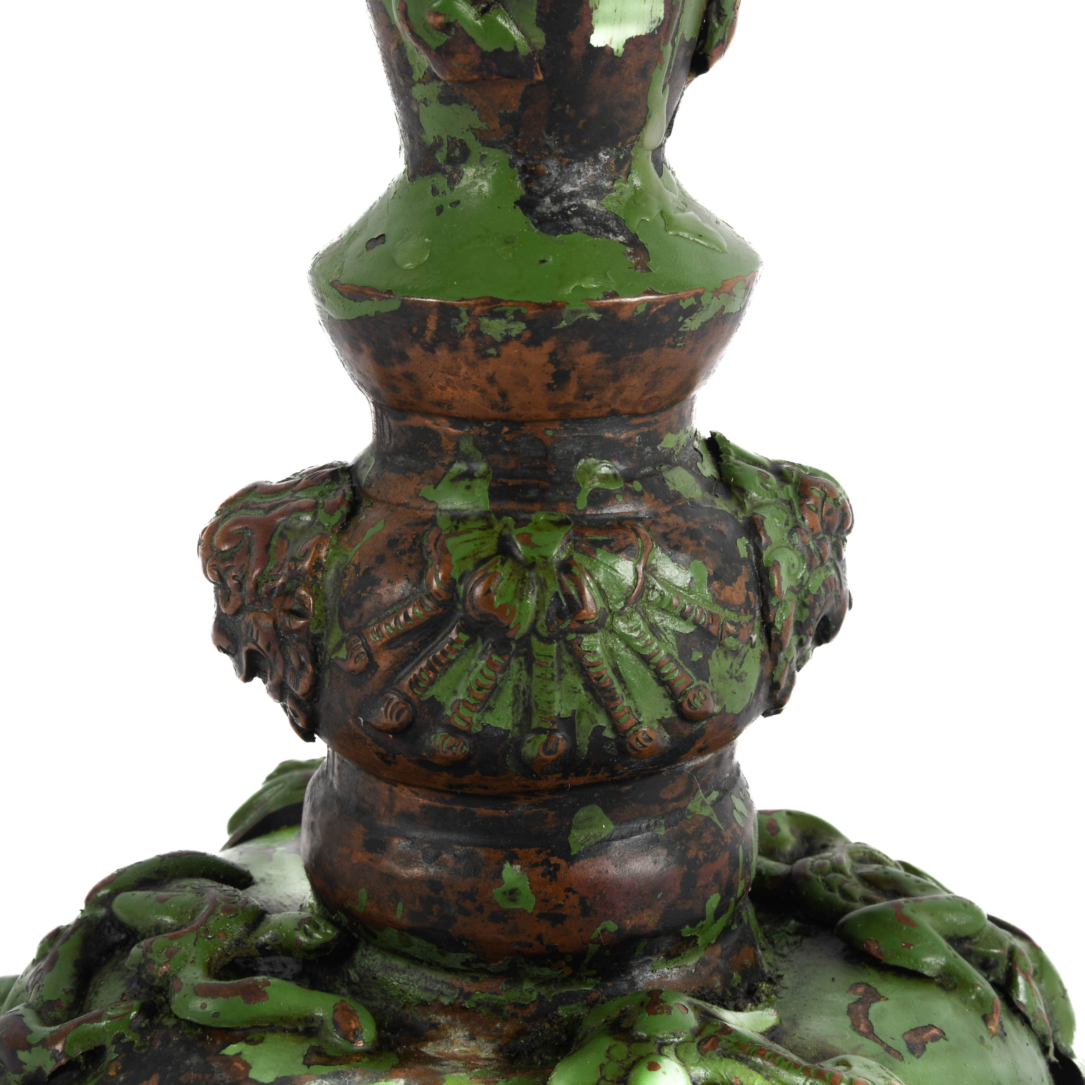 Gothic-Style Green Metal Candelabra-5