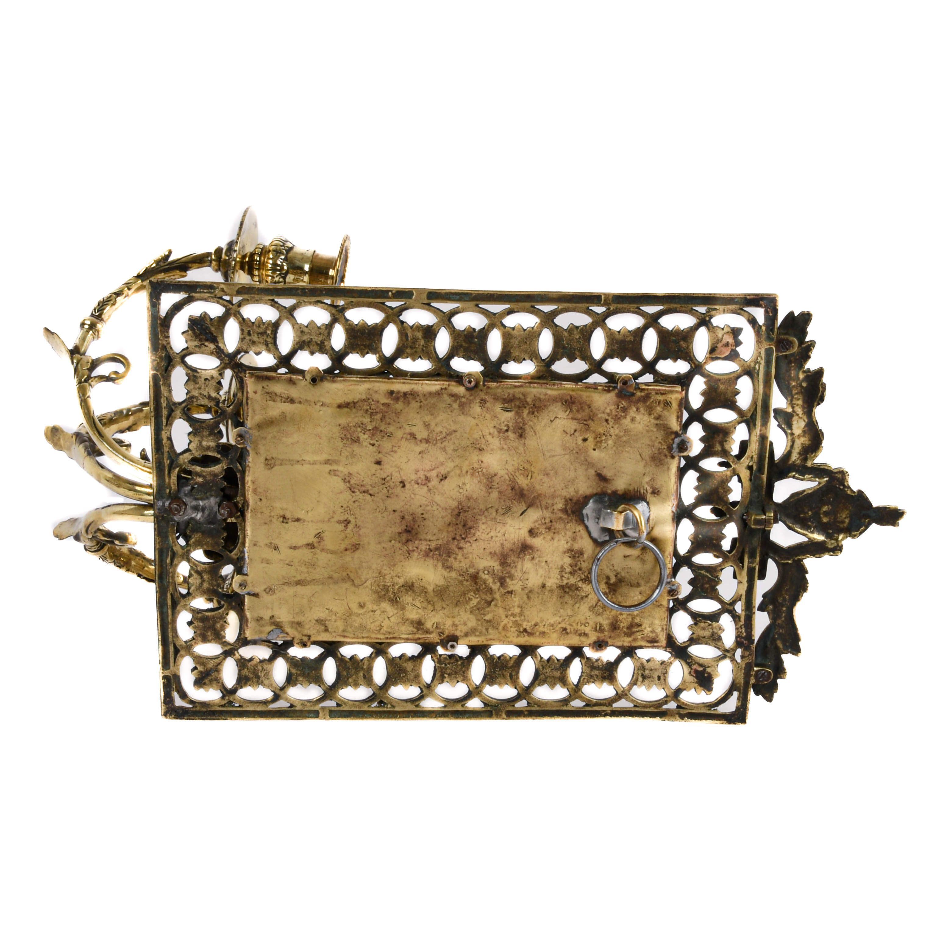 Antique French Wall Mirrored Sconce with Candleholders-4