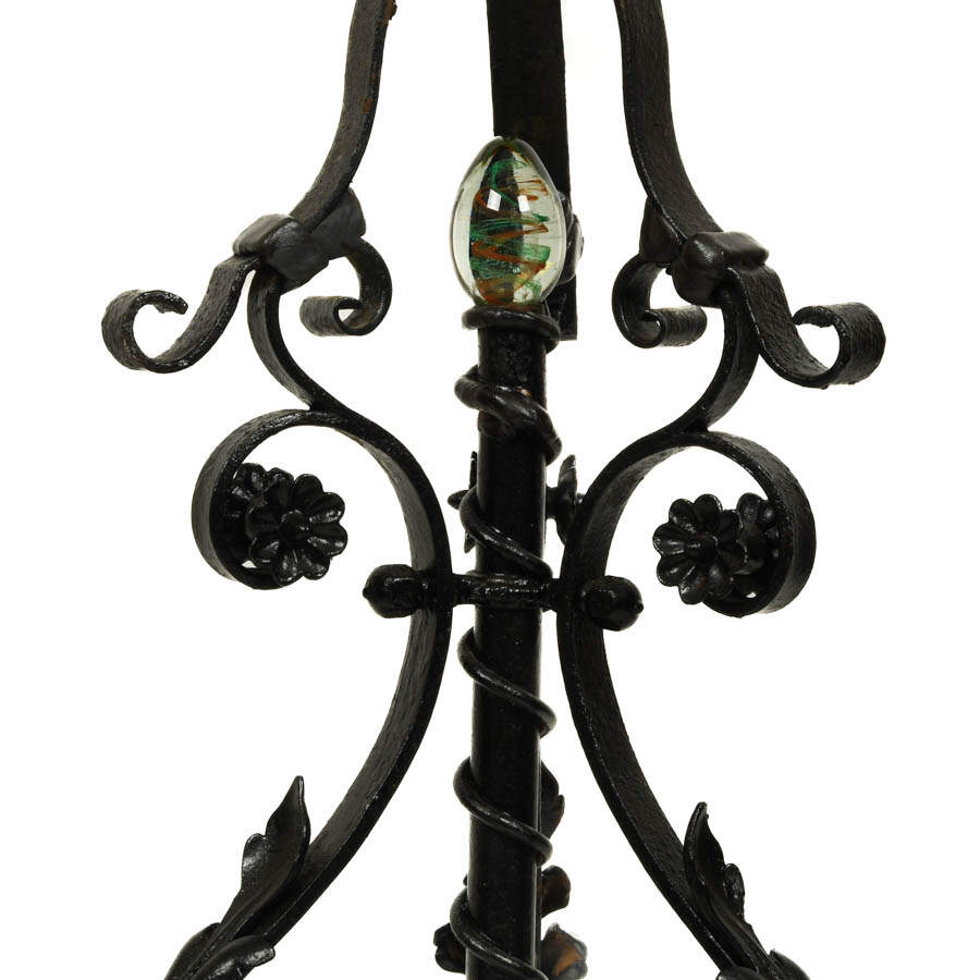 Mixed Metal Floor Candelabra with Paperweight Glass Finial-4