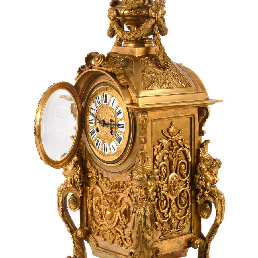 Antique 19th-Century French A.D. Mougin Gilt Bronze Clock-4