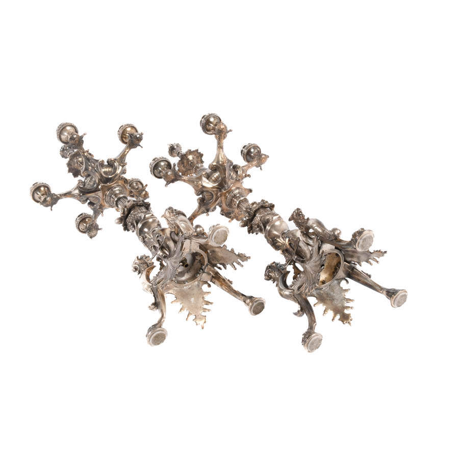 Pair of Ornate Metal Candlesticks-7