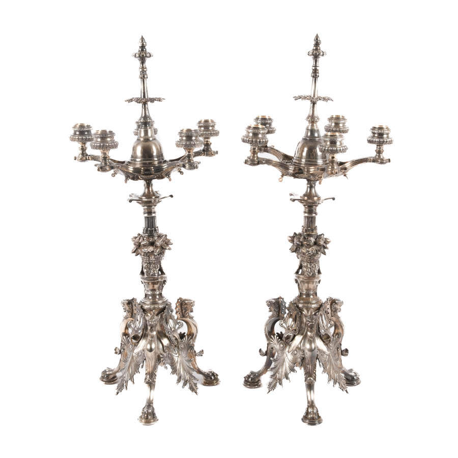 Pair of Ornate Metal Candlesticks-6