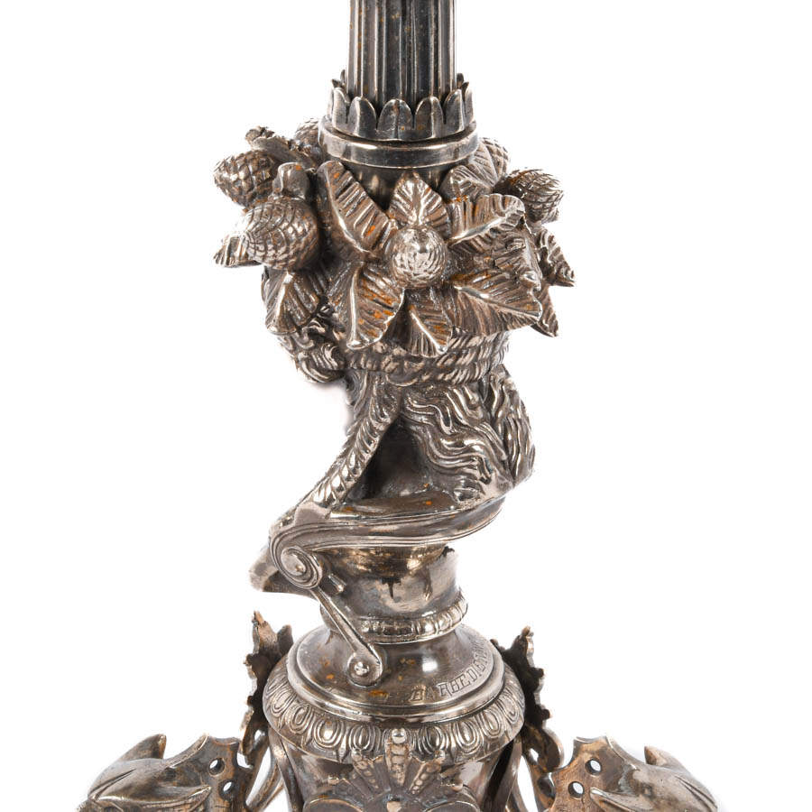 Pair of Ornate Metal Candlesticks-3