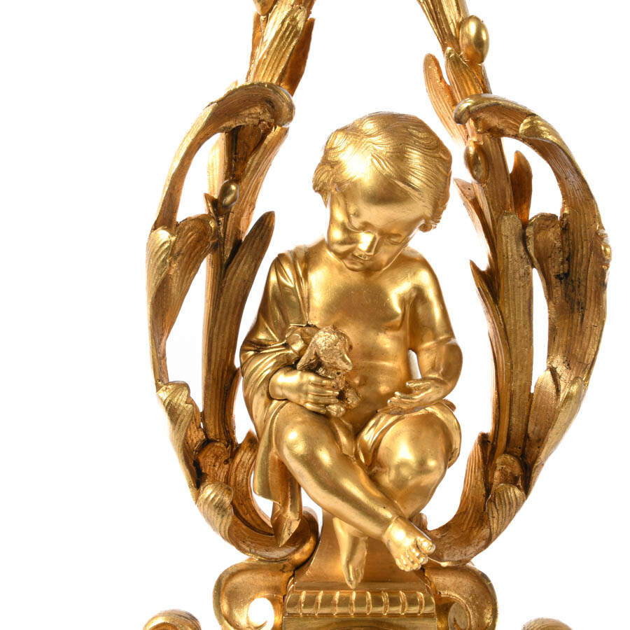 Pair of French Gilt Bronze Cherub 7-Light Candelabras-5