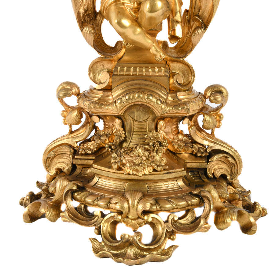 Pair of French Gilt Bronze Cherub 7-Light Candelabras-4