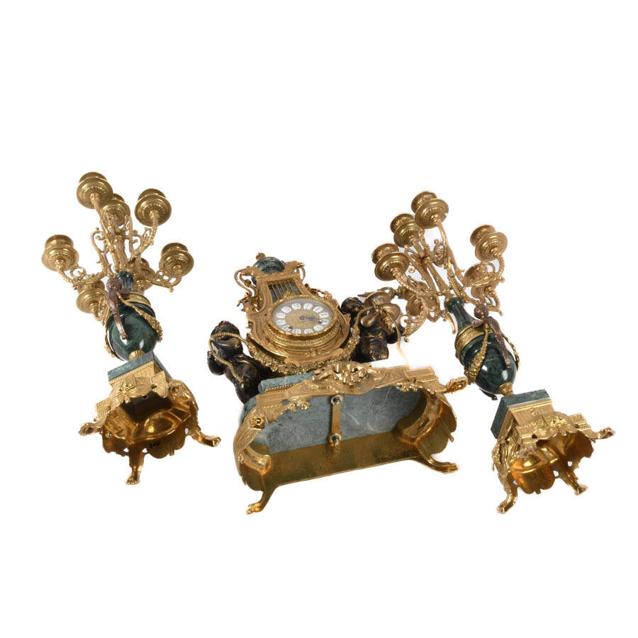Italian Franz Hermle Imperial Fawns and Lyre Brevettato Clock-12