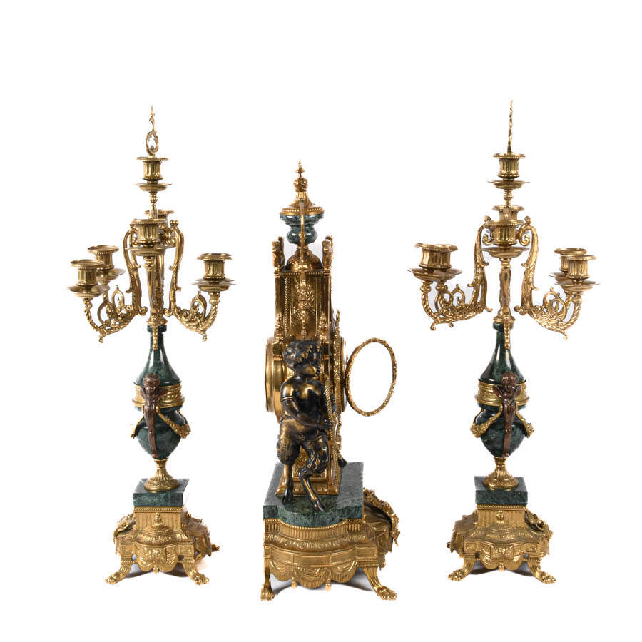 Italian Franz Hermle Imperial Fawns and Lyre Brevettato Clock-8