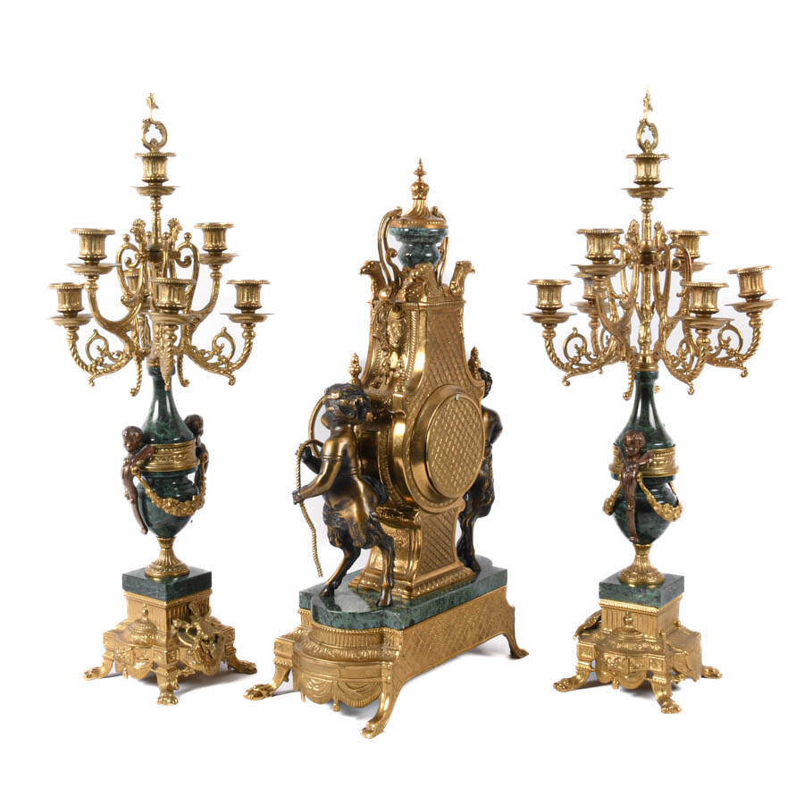 Italian Franz Hermle Imperial Fawns and Lyre Brevettato Clock-5