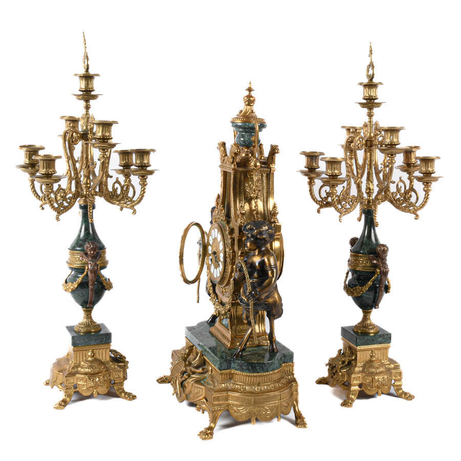 Italian Franz Hermle Imperial Fawns and Lyre Brevettato Clock-4