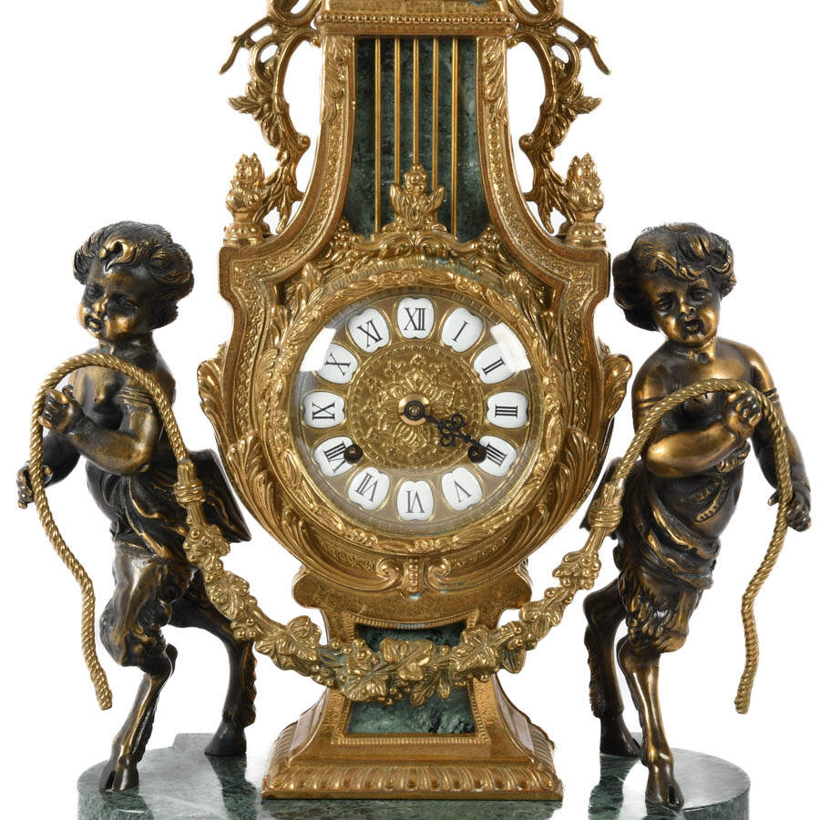 Italian Franz Hermle Imperial Fawns and Lyre Brevettato Clock-3