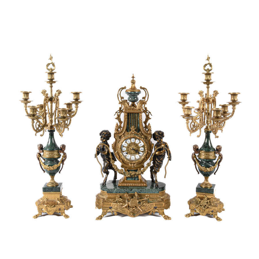 Italian Franz Hermle Imperial Fawns and Lyre Brevettato Clock-1