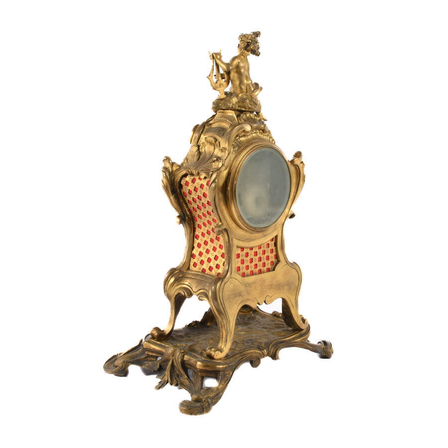 Antique Three-Piece Millet à Paris Bronze Clock and Candelabra Set-5