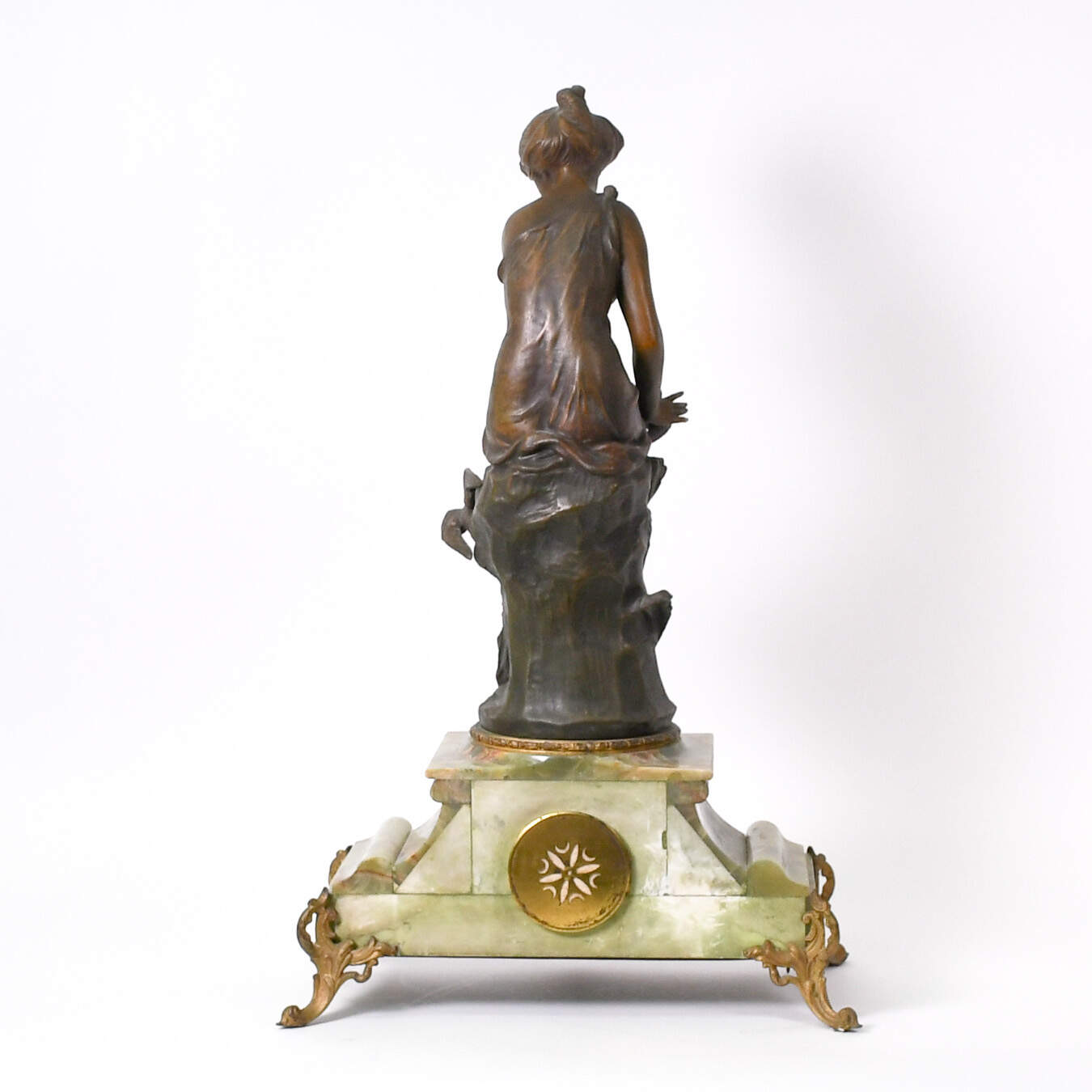 Antique Art Nouveau Hironedlle Blessee A. Foretay Mantel Clock-3