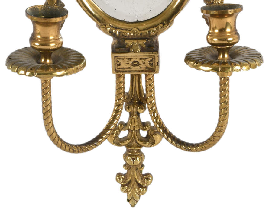 Ornate Brass Mirrored Candle Wall Sconce-5