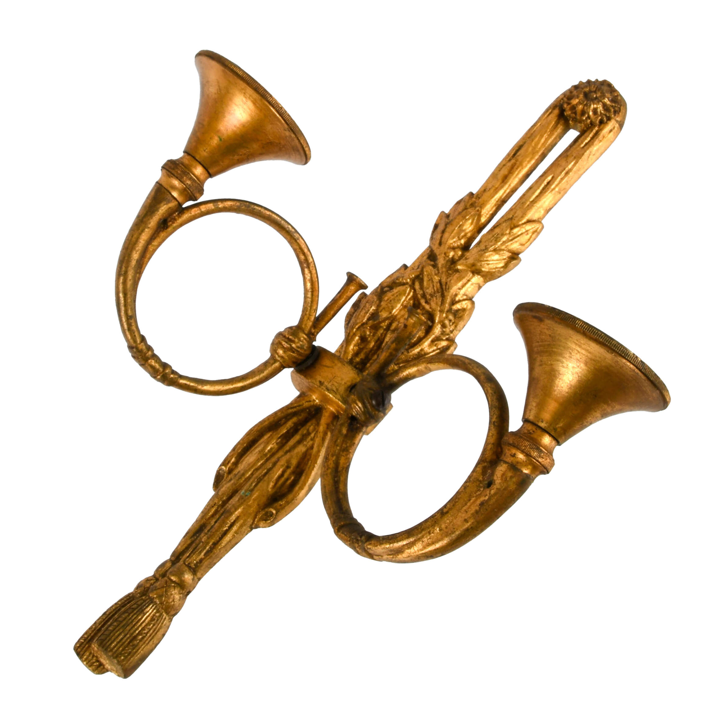 Mid-Century Gilt Bronze Neoclassical Hanging Tassel Sconce Candelabra-2