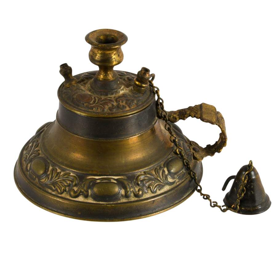 Antique Brass Chamberstick Candle Holder with Snuffer-3