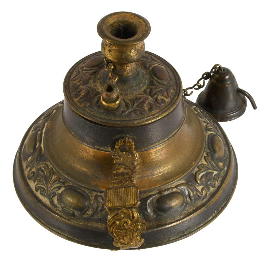Antique Brass Chamberstick Candle Holder with Snuffer-2