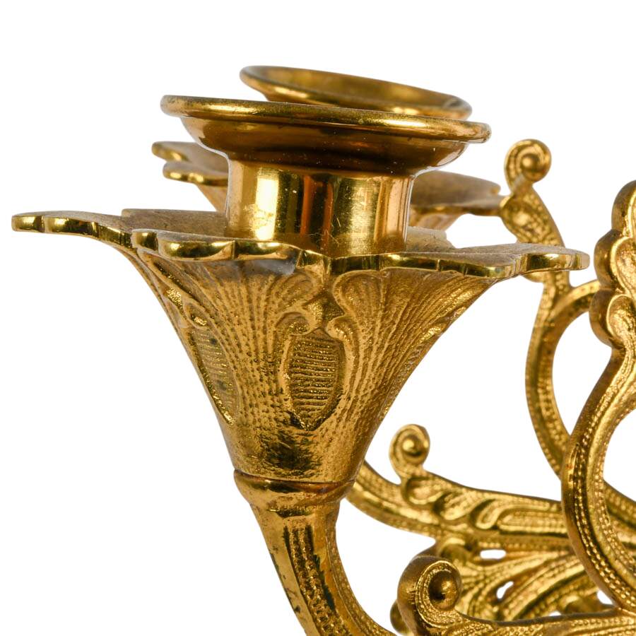 Antique Romanesque Style Brass 7-Light Altar Candelabra-7