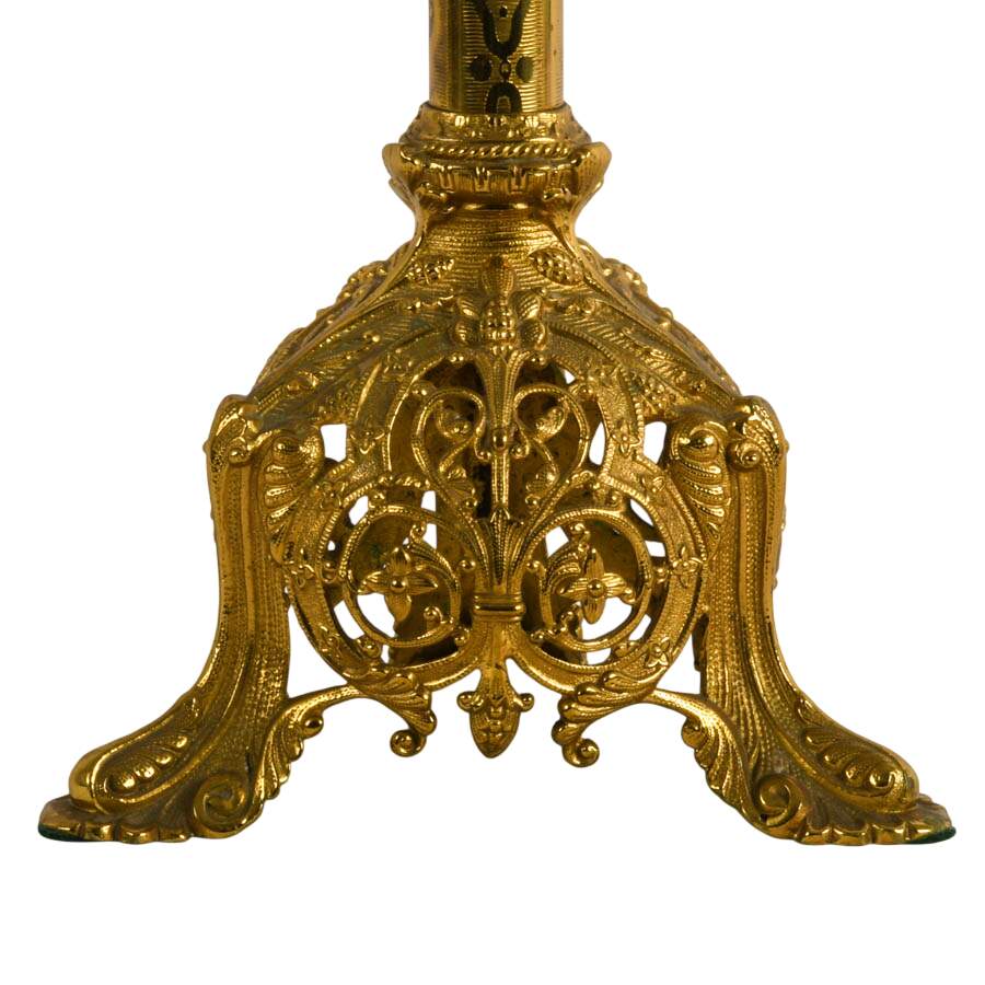 Antique Romanesque Style Brass 7-Light Altar Candelabra-4