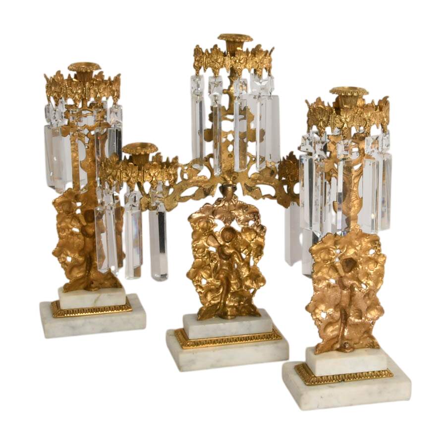 Three-Piece Antique Girandole Candelabra Set-6