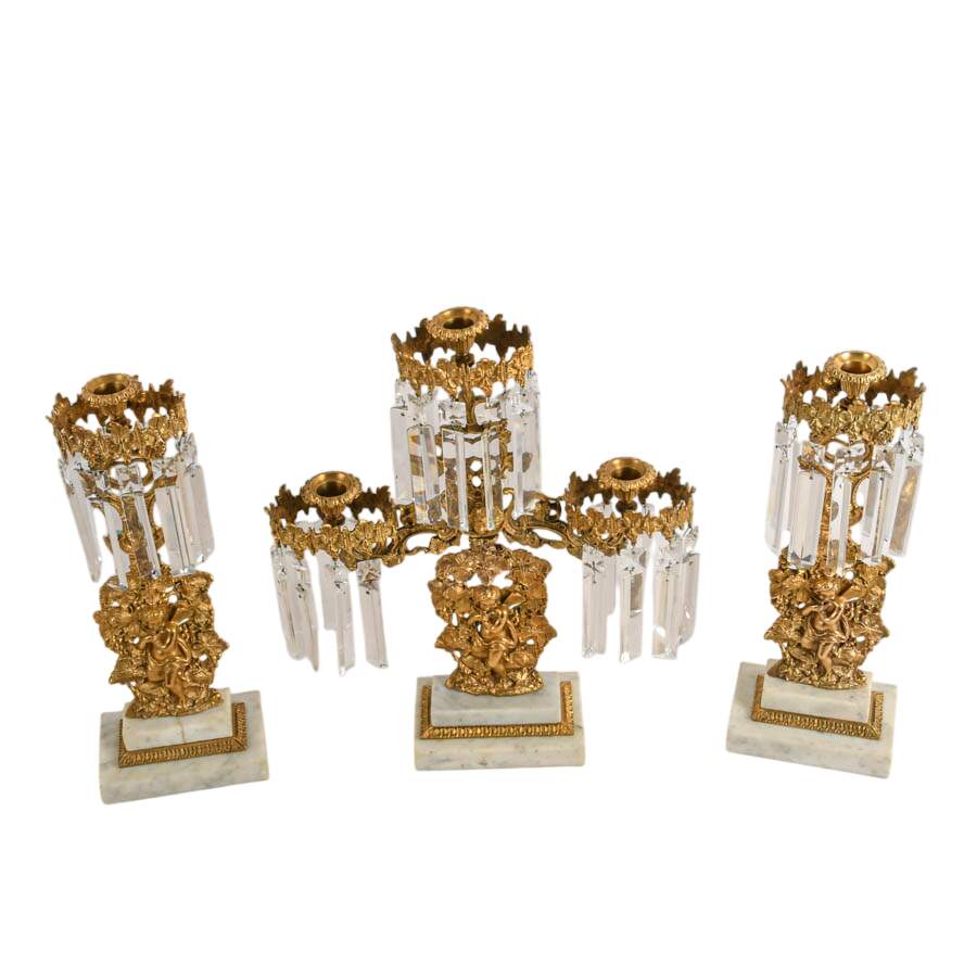 Three-Piece Antique Girandole Candelabra Set-3