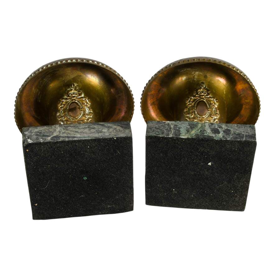 Pair Brass and Marble Candlesticks-9