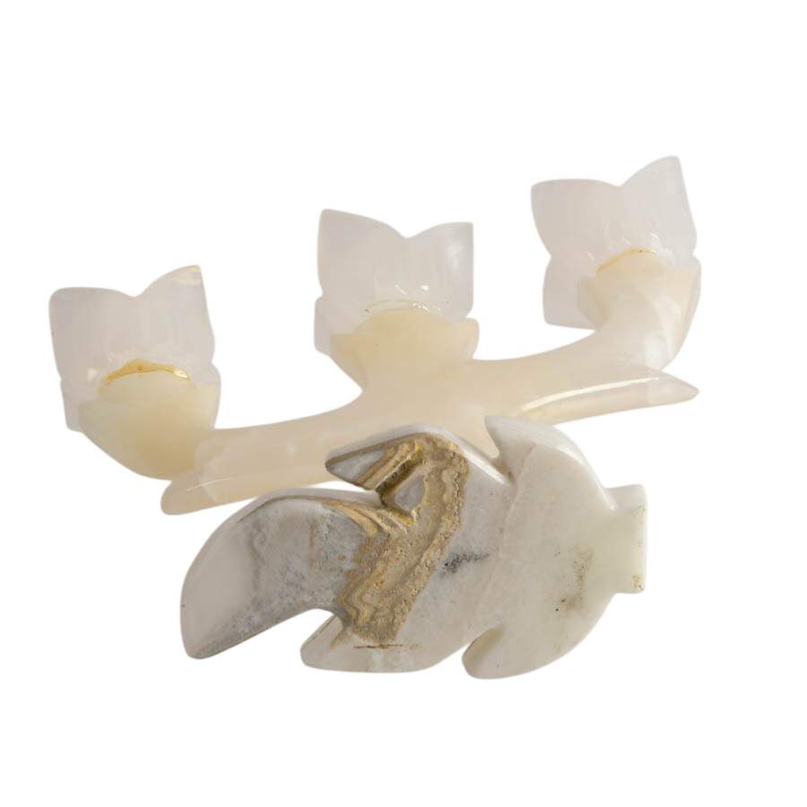 Stone Floral Form Candlestick-5