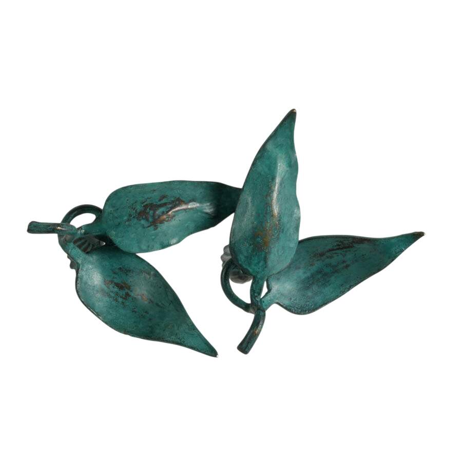 Pair of Figural Wrought Iron Green Leaf Candleholders-7