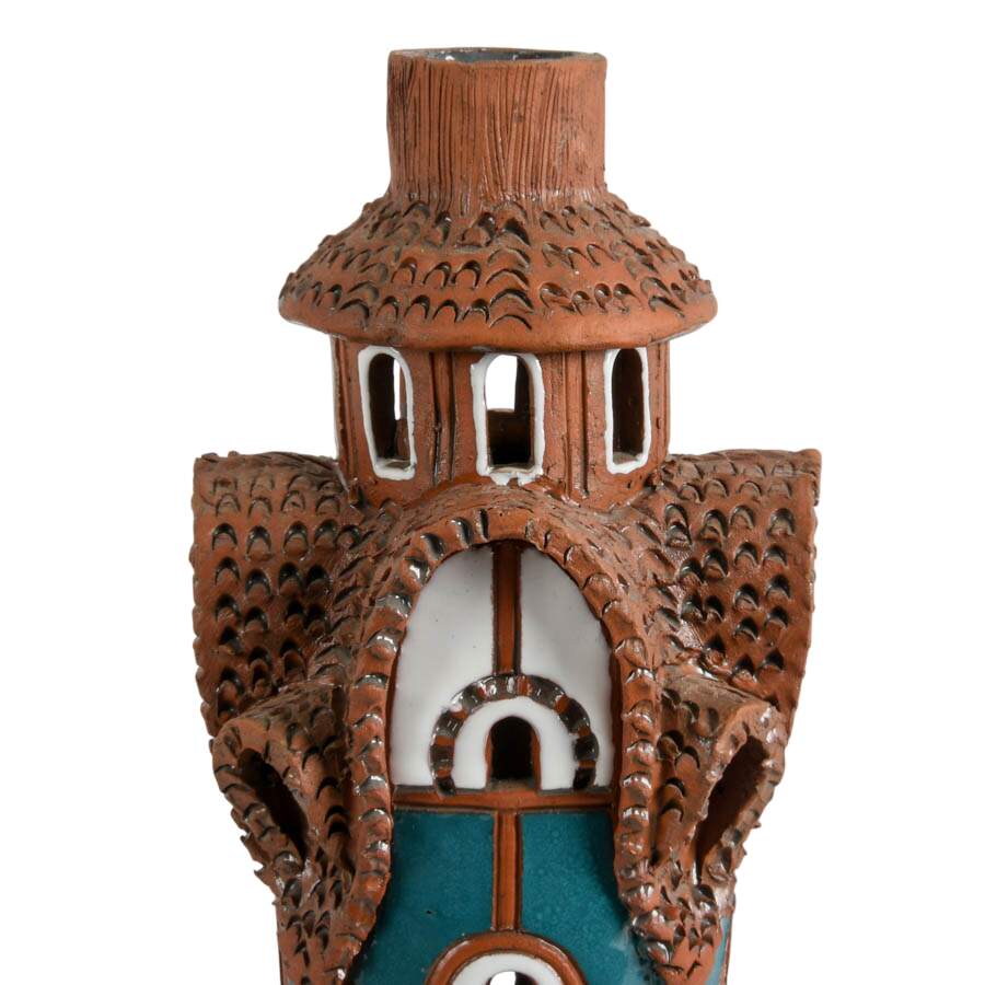 Hand Made Two Piece Lithuanian Village Tower Tea Light Holder-3