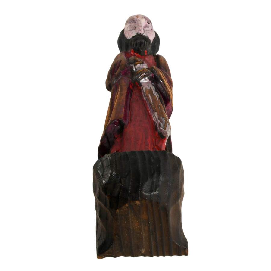 Hand-Carved Wood Figurine Candlestick of Saint Paul-7