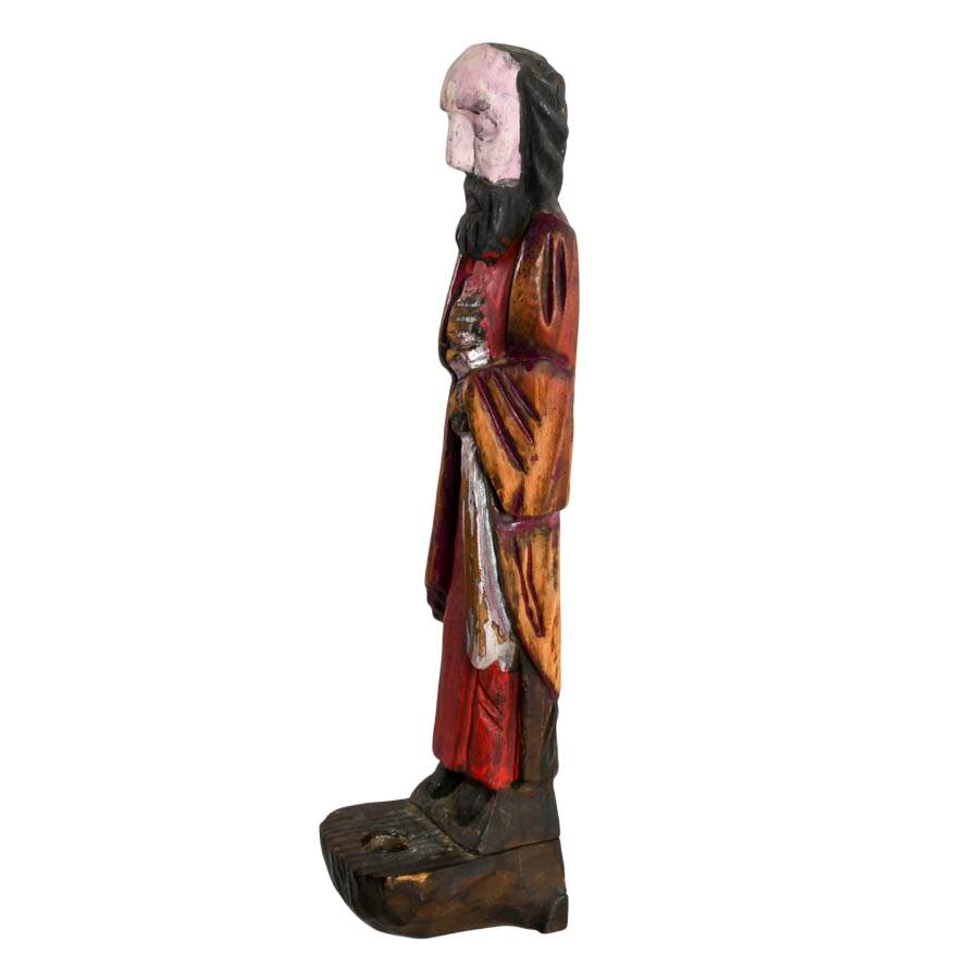 Hand-Carved Wood Figurine Candlestick of Saint Paul-5