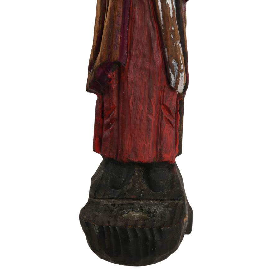 Hand-Carved Wood Figurine Candlestick of Saint Paul-4