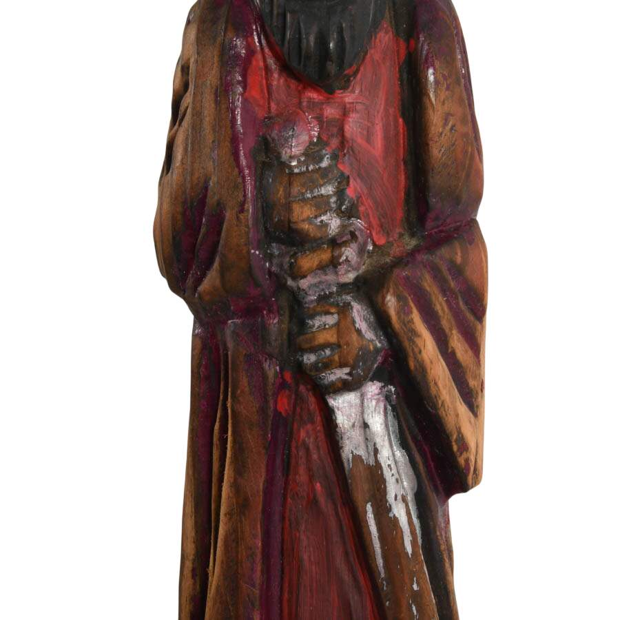 Hand-Carved Wood Figurine Candlestick of Saint Paul-3