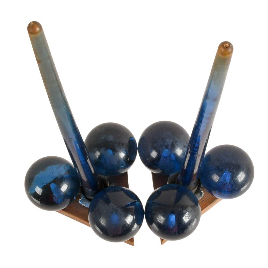 Pair of Mid-Century Cobalt Lucite Faux Candlesticks-4