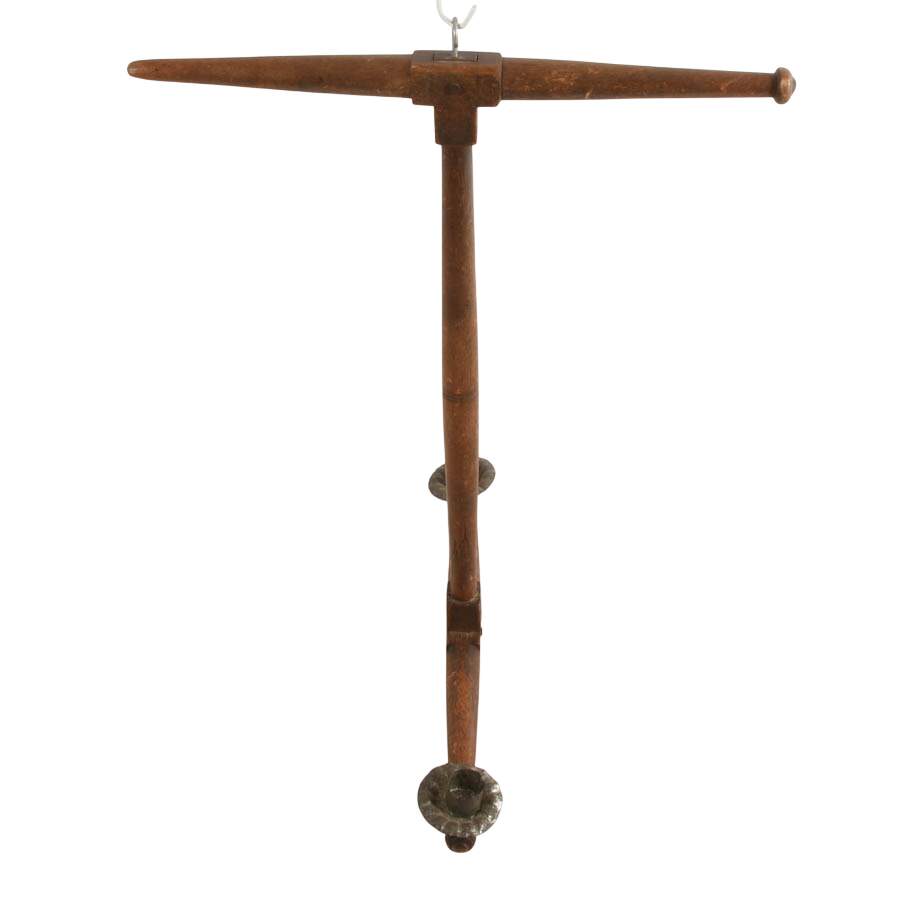 Antique Converted Spinning Wheel Hanging Candlestick-4
