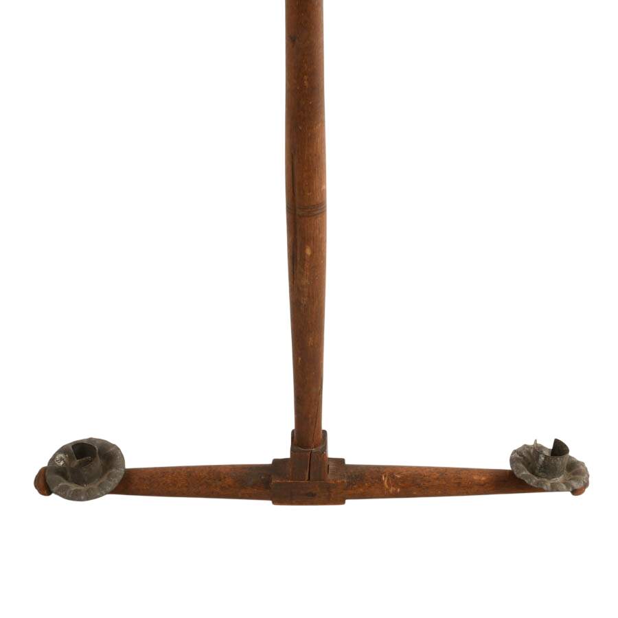 Antique Converted Spinning Wheel Hanging Candlestick-3