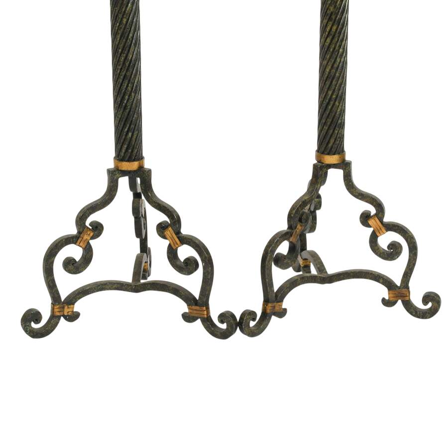 Set of Three Tall Maitland Smith Iron and Brass Candlestands-6